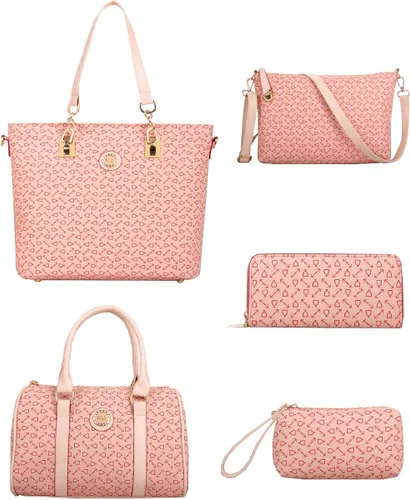Vista 2 de RainboSee 6 bolsas de mano para mujer con costuras en la parte superior de poliuretano con asa superior