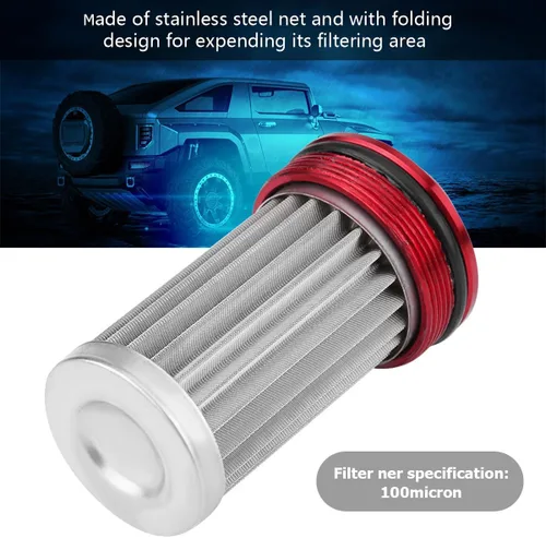 Vista 3 de AUCELI Filtro de combustible de gas en línea de 50 mm, filtro de aire con adaptador 6AN 8AN 10AN, accesorios de filtro de combustible/gas/gasolina