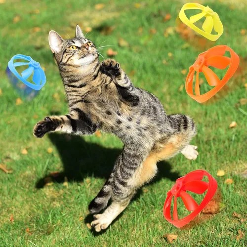 Vista 6 de Sumind 15 piezas de juguetes de caza para gatos, coloridas hélices voladoras para gatos persiguiendo hélice voladora, juguete para interactivo