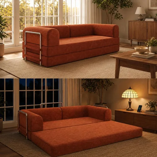Vista 10 de WHGBJA Sofá cama 3 en 1 para sala de estar/dormitorio, convertible, modular Tumbona sin huesos de 79 pulgadas, sofá biplaza de gran tamaño, sofá
