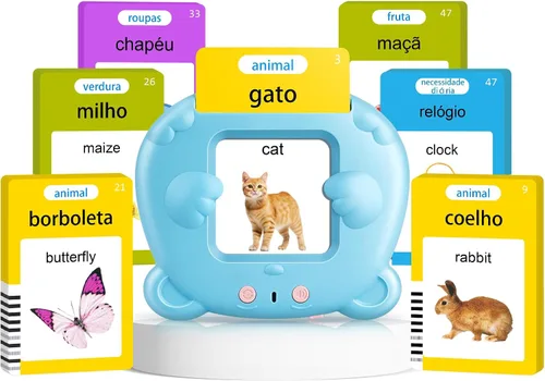 Vista 10 de Tarjetas didácticas parlantes para niños pequeños, juguetes Montessori de aprendizaje con 510 palabras visuales, discurso de bolsillo para niños Azul