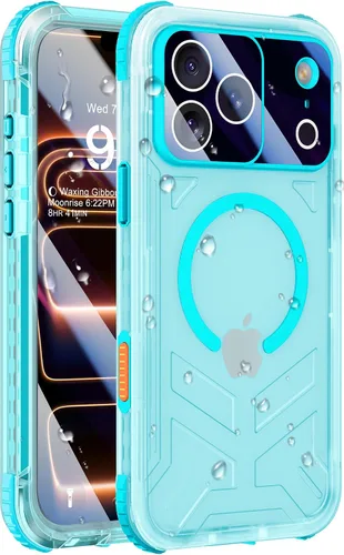 Vista 51 de Funda impermeable para iPhone 15 con Magsafe, protector de pantalla, cordón, IP68 militar de cuerpo completo a prueba de golpes, para deportes Negro