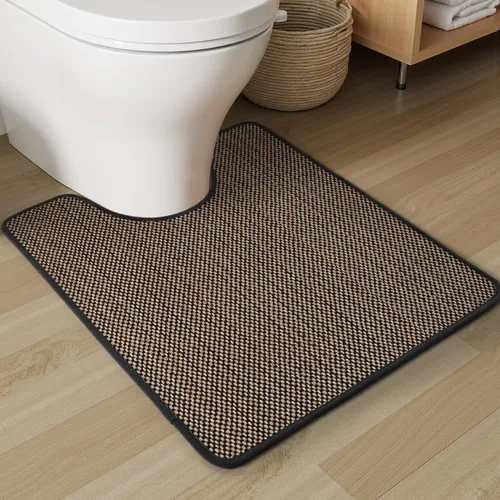 Vista 17 de PADOOR Alfombra de baño antideslizante con parte trasera de goma, trenzada absorbente, lavable a máquina, fina alfombra para suelo de baño, de Beige