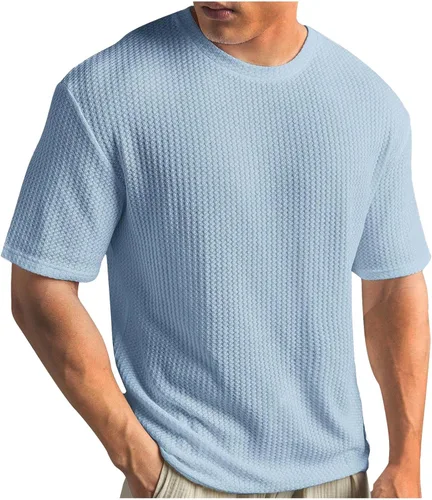 Vista 13 de Kint - Camiseta de manga corta para hombre, de verano, con cuello redondo, casual, color liso, ajuste relajado, camiseta de entrenamiento atlético