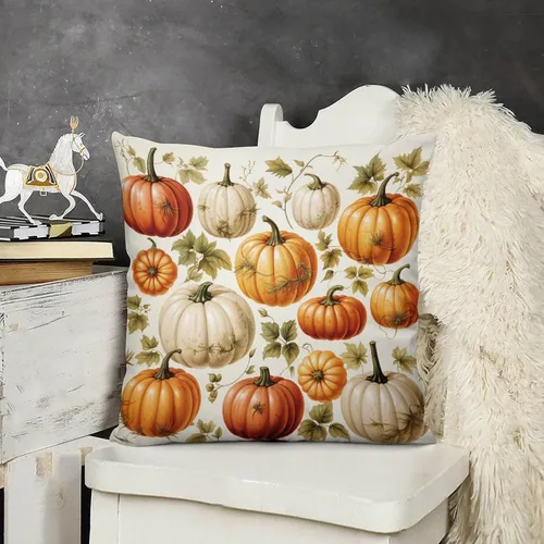 Vista 13 de Fundas de almohada de hojas de arce punteadas naranjas y amarillas, fundas de almohada de cosecha de temporada naranja cuadrado para sofá, sala