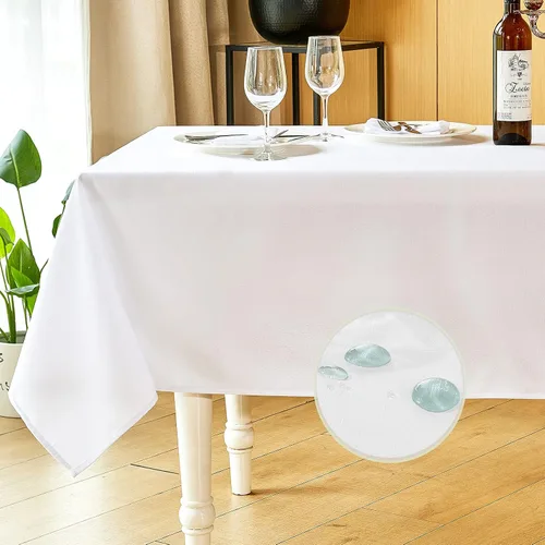 Vista 10 de Mebakuk Mantel Rectangular de Lino Estilo Granja, Impermeable, Anti-encogimiento, Suave y Resistente a las Arrugas, Cubierta de Mesa Decorativa