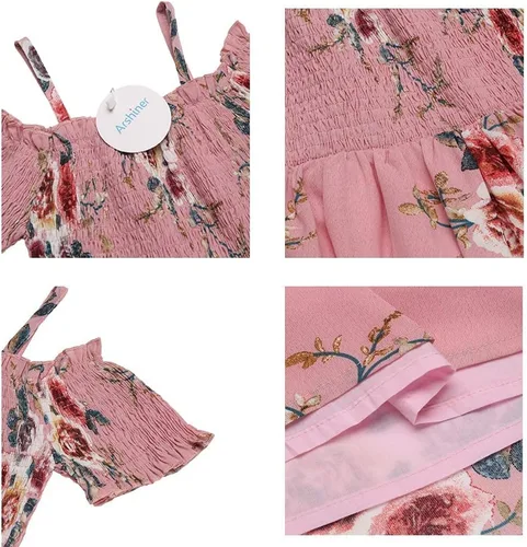 Vista 6 de Arshiner Vestido casual de verano sin mangas floral para niñas