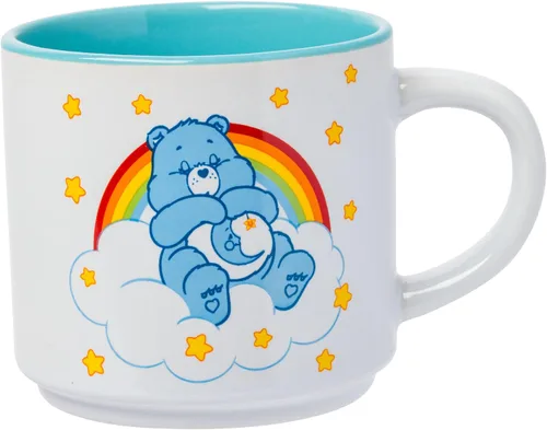 Vista 9 de Silver Buffalo Care Bears - Juego de tazas de cerámica con logotipo de corazón arcoíris, 4 unidades, 10 onzas