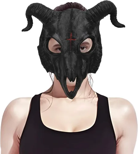 Vista 2 de Máscara de zorro de Halloween, disfraz de cosplay de media cara, animal peludo, fiesta, Navidad, ojo, gato, máscaras de Pascua