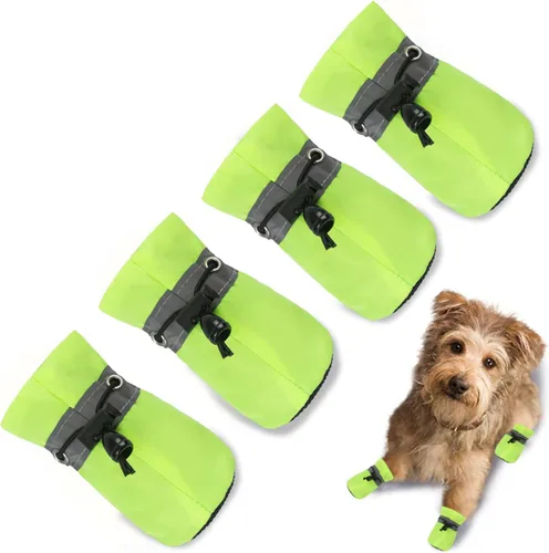 Vista 16 de Zapatos para Perros Botas para Perros y Protector de Patas, Suela Antideslizante Botines de Invierno para Perros con Correas Reflectantes para A-Rosa