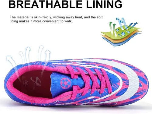 Vista 4 de Rhyme-Zeal Mens Soccer Shoes Athletic Turf Football Cleats Professional Indoor Outdoor Sneakers