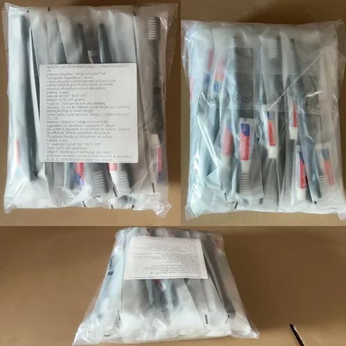 Vista 8 de Cepillos de dientes desechables con pasta de dientes, 30 unidades, color negro Kit de cepillo de dientes de viaje desechable envuelto