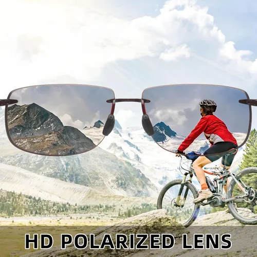 Vista 4 de JIM HALO Lentes de sol deportivos para hombres y mujeres, TR90 sin montura para correr, pescar, ciclismo, conducción