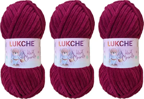 Vista 9 de Hilado de chenilla de terciopelo para amigurumi y punto de crochet súper voluminoso 100 gr (69,0 m) (Grosor del hilo 8 mm) (Verde espárrago) 1