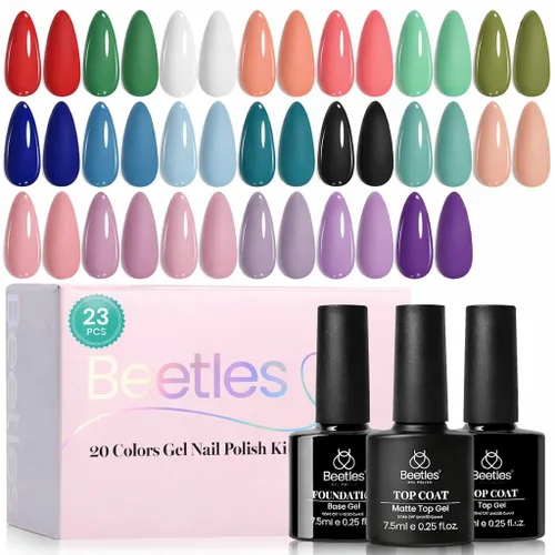 Vista 25 de Juego de esmalte de uñas de gel Beetles Cat Eye - 24 piezas, 20 colores de esmalte de uñas de gel con brillantina, cambia de color oscuro, kit