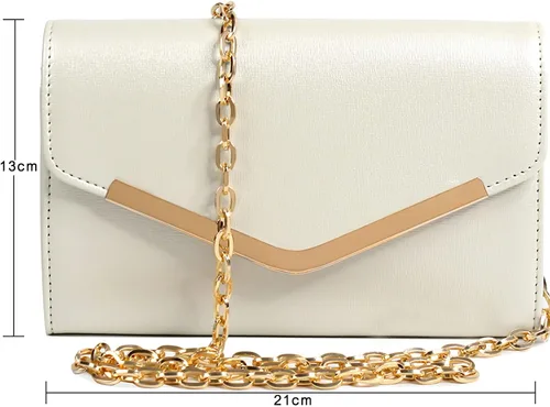 Vista 7 de Bolso de mano de noche para mujer, bolso de sobre con cadena desmontable