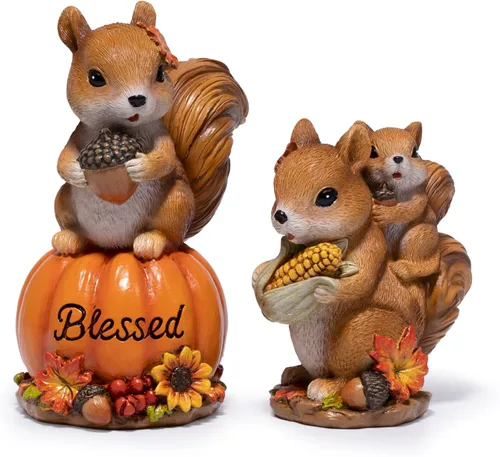 Vista 9 de Hodao Figuras de calabaza de Acción de Gracias, decoración de cosecha de Búho