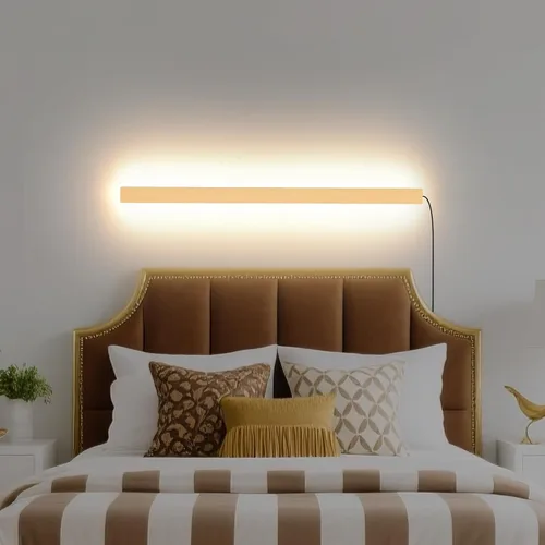 Vista 12 de KELUOLY Apliques de pared modernos enchufables, 23.6 pulgadas, luces LED de pared largas negras esmeriladas, lámpara de pared acrílica de 12 W Negro