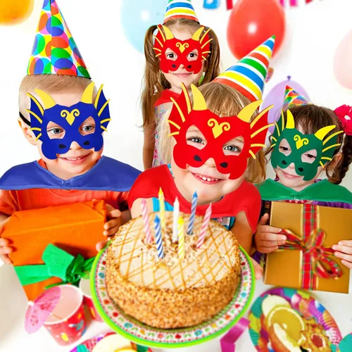 Vista 3 de iROLEWIN Kids-Dragon Costume-Dinosaur-Capes and Masks for Boys-Girls 6 Set Toddlers Dino Dress-up as Party-Favors Supplies