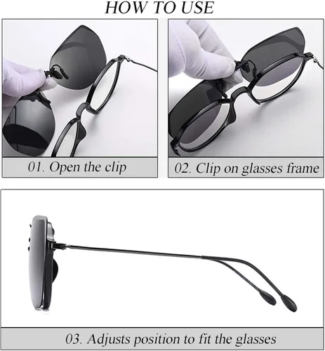 Vista 5 de Gafas de sol polarizadas extra grandes con clip, protección UV antirreflejos para gafas graduadas