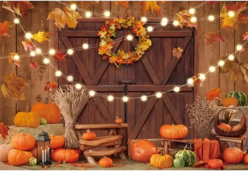 Vista 7 de Telón de fondo de otoño de 5 x 3 pies para sesión de fotos, tablero de madera de otoño para fotografía, decoración de pared de Acción de Gracias