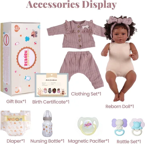 Vista 6 de BABESIDE Reborn Baby Dolls Black Girl, muñeca de bebé realista linda de 20 pulgadas