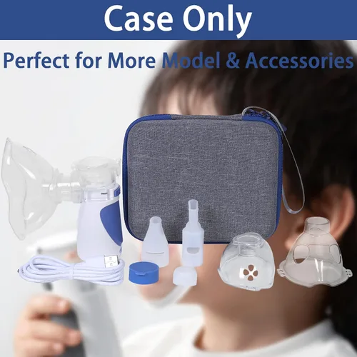 Vista 7 de Aenllosi Estuche de almacenamiento rígido compatible con nebulizador portátil para adultos y niños, funda de transporte de inhalador de mano