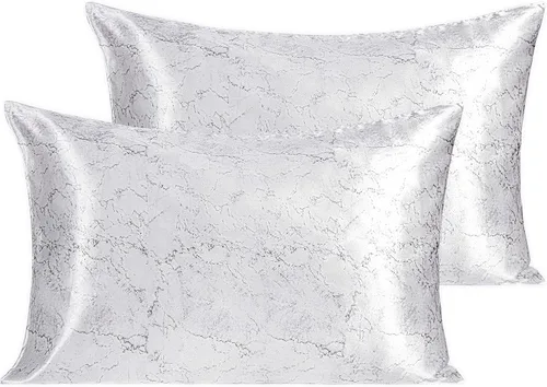 Vista 131 de NTBAY Paquete de 2 fundas de almohada estándar de satén para cabello y piel, lujosas y sedosas fundas de almohada con cierre de sobre, 20 x 26