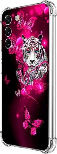 Vista 29 de Funda para Galaxy S23 FE, protección contra caídas de flores de mariposa azul, a prueba de golpes, carcasa protectora de cuerpo completo resistente