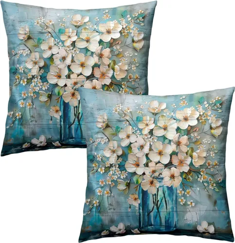 Vista 233 de Giwawa Juego de 2 fundas de almohada decorativas con diseño floral de girasol de 16 x 16 pulgadas, fundas de cojín decorativas para el hogar, sofá