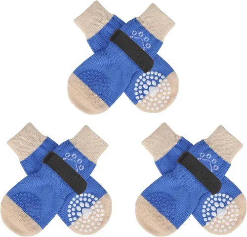 Vista 47 de SCENEREAL 6 piezas de calcetines antideslizantes para perros para prevenir lamido de patas para pavimento caliente/frío, calcetines de agarre