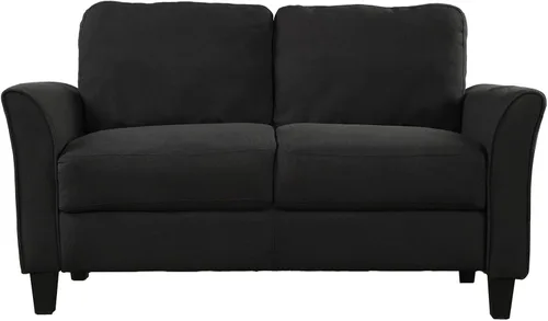 Vista 6 de Daesar Juego de sofá de 3 piezas, moderno sofá silla, sofá biplaza muebles para sala de estar, mezcla de poliéster negro