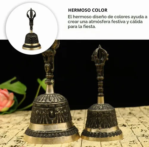 Vista 5 de Campana de llamada retro campana de mano antigua campanas de trineo de mano Campanas de cena de bronce Campanas decorativas Campana de servicio