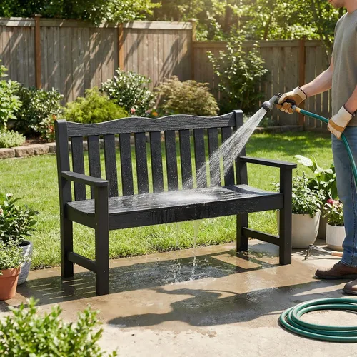 Vista 8 de Stoog Banco de Exterior para 2 Personas para Todo Clima, Capacidad de 800 libras Banco de Jardín de Plástico HIPS para Patio, Patio Trasero, Porche