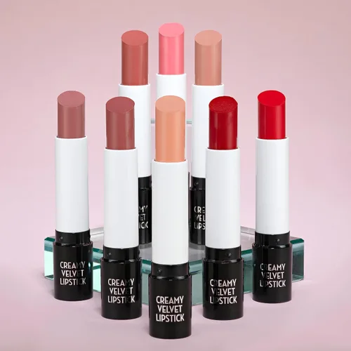 Vista 5 de aden Lápiz labial de terciopelo – altamente pigmentado – duradero e hidratante – no seco – cremoso y suave (01 Teddy)
