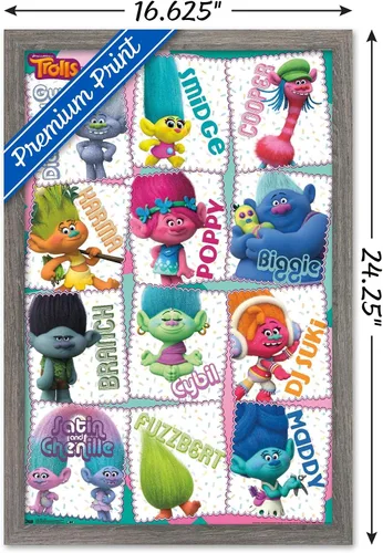 Vista 3 de Trends International Trolls - Grid Wall Poster, 22.4L x 14.7W, Barnwood Framed Version