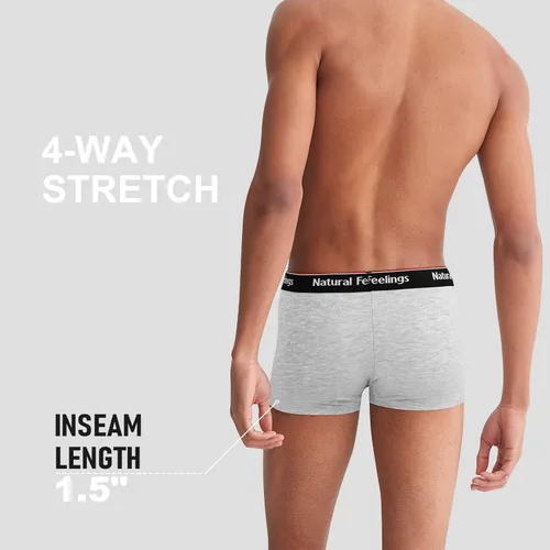 Vista 4 de Natural Feelings Calzoncillos tipo bóxer para hombre, paquete de ropa interior suave de algodón abierto