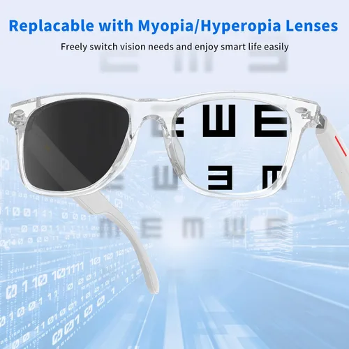 Vista 4 de Emerhome Gafas de sol inteligentes Bluetooth - Gafas de audio para hombres y mujeres, control táctil, protección UV para exteriores y control