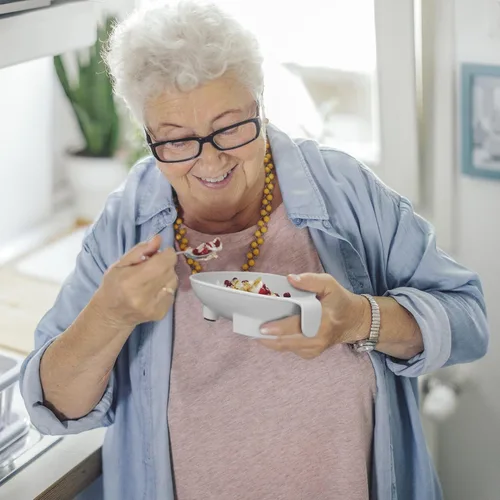 Vista 4 de Tazón de alimentación adaptativo para adultos mayores y discapacitados – Cuenco antiderrames para comer con una sola mano, artritis, Parkinson
