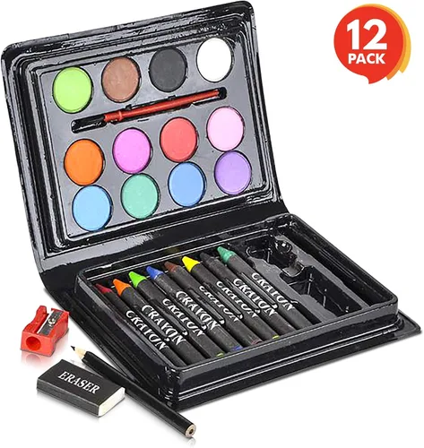 Vista 2 de ArtCreativity Mini juegos de arte para niños, paquete de 12-23 piezas con acuarelas, crayones y mucho más, suministros de arte divertidos, recuerdos