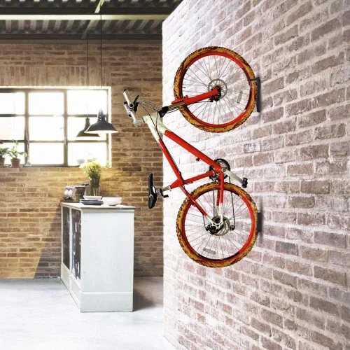 Vista 5 de Dirza Soporte de pared para bicicleta con bandeja para neumáticos, estante vertical para almacenamiento de bicicletas para interiores, garaje