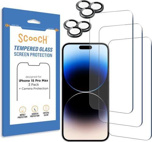 Vista 29 de Scooch Protector de pantalla 5 en 1 para iPhone 11 (paquete de 3) con protector de lente de cámara (paquete de 2) vidrio templado 9H de alta