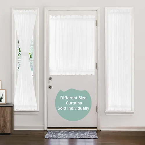 Vista 7 de HOMEIDEAS Cortinas para ventana de puerta lateral con bolsillo para barra para ventana pequeña, 2 paneles de cortina lateral filtrante de luz
