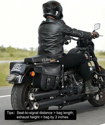 Vista 4 de kemimoto Alforjas para motocicleta, 30L de gran capacidad, bolsa de equipaje de piel sintética para motocicletas Sportster Softail Dyna V-star