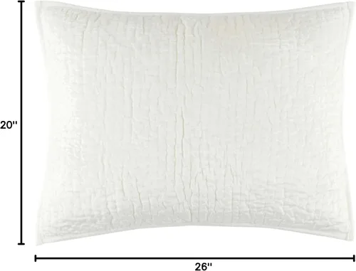 Vista 7 de Pine Cone Hill Parisienne Velvet Dove White - Funda acolchada blanca, tamaño estándar, patrón sólido blanco
