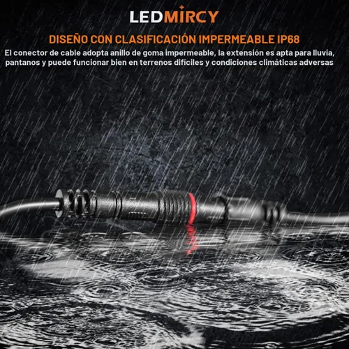 Vista 6 de LEDMIRCY Cable de Extensión para Luces LED de Roca Cable de Alambre de 2 Pines Impermeable 2PCS 5ft 22AWG con Conectores Macho a Hembra Tuerca