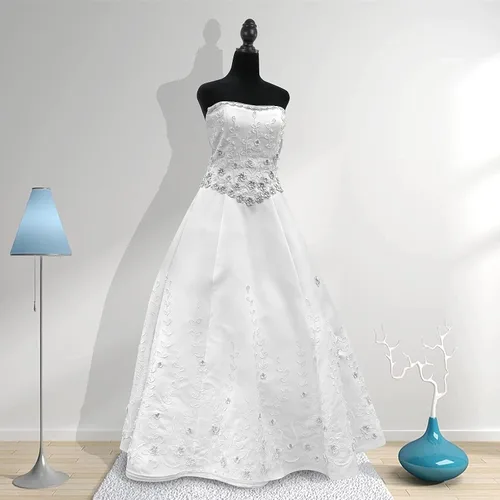 Vista 2 de Maniquí cuerpo vestido forma torso maniquí femenino 49.6-63.4 pulgadas maniquí con altura ajustable trípode de madera soporte para la exhibición
