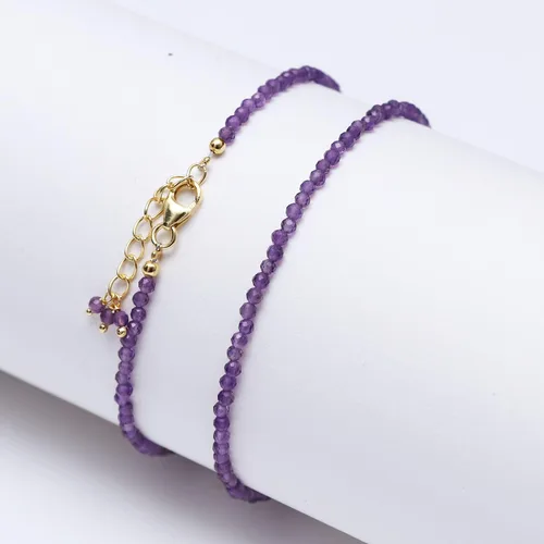 Vista 5 de Pulsera ajustable de plata esterlina 925 con cuentas completas para mujer, cuentas de piedras preciosas naturales, pulsera delicada, regalo