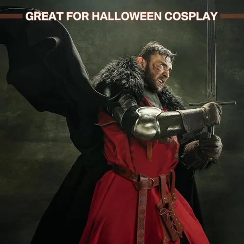 Vista 7 de Accesorio vikingo medieval de Halloween, cinturón de espada de cuero, espada de rana con cinturón, cinturón de soporte de espada de caballero