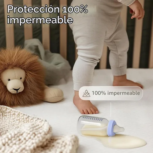 Vista 4 de Niagara - Paquete de 2 protectores de colchón de cuna hechos de bambú, 100% impermeables, suaves y transpirables con bolsillo profundo, protector